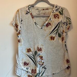 Latched Mama Grey Floral Short Sleeve Shirt